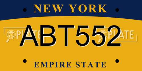 ABT552 New York License Plate
