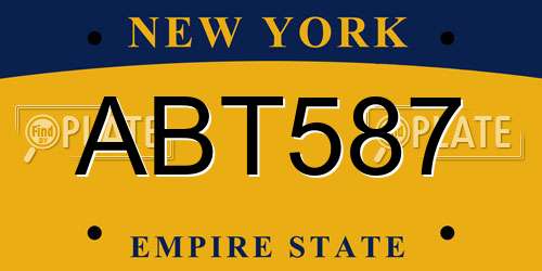 ABT587 New York License Plate
