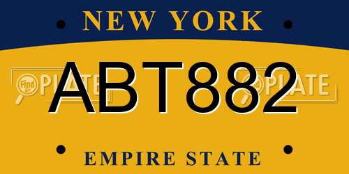 ABT882 New York License Plate