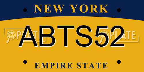 ABTS52 New York License Plate