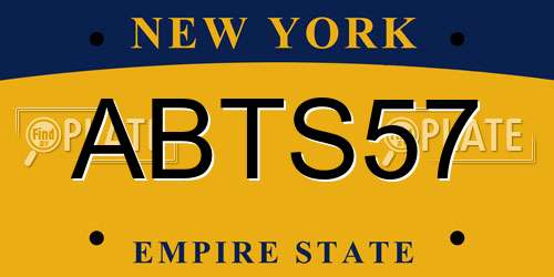 ABTS57 New York License Plate