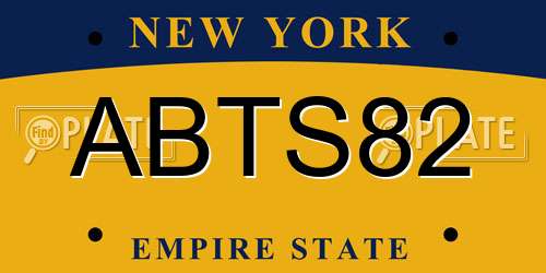 ABTS82 New York License Plate