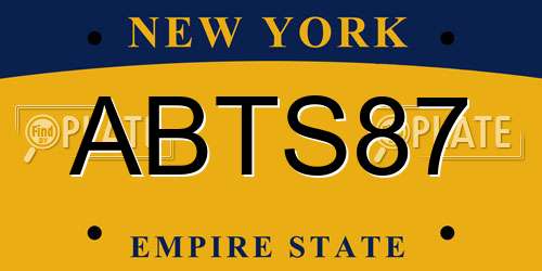 ABTS87 New York License Plate