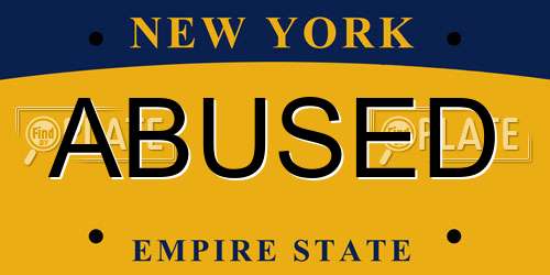 ABUSED New York License Plate