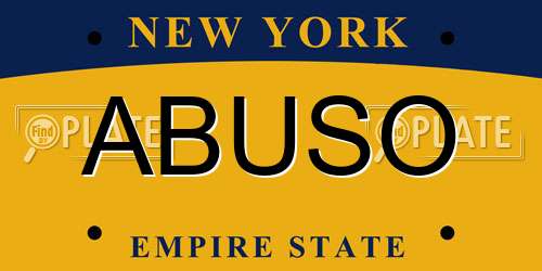 ABUSO New York License Plate