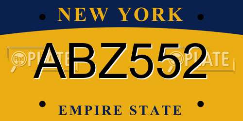 ABZ552 New York License Plate