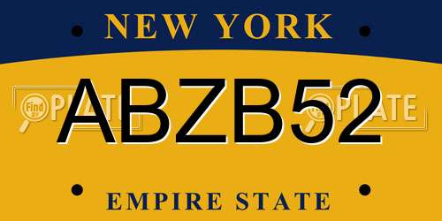 ABZB52 New York License Plate