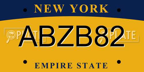 ABZB82 New York License Plate