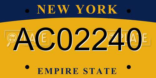 AC02240 New York License Plate