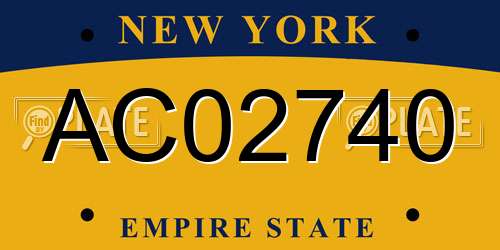 AC02740 New York License Plate