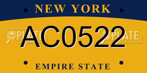 AC0522 New York License Plate