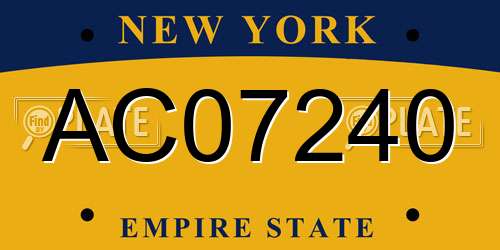 AC07240 New York License Plate