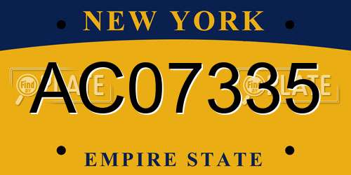AC07335 New York License Plate