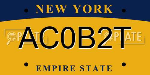 AC0B2T New York License Plate