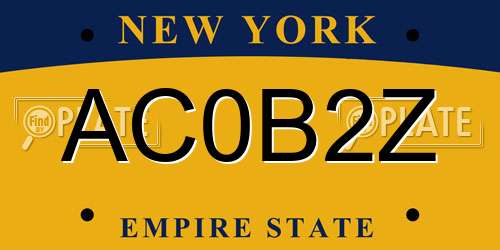AC0B2Z New York License Plate