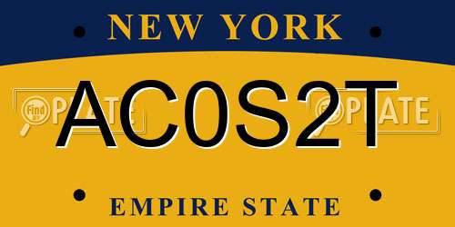 AC0S2T New York License Plate