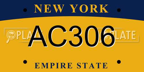 AC306 New York License Plate