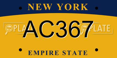 AC367 New York License Plate