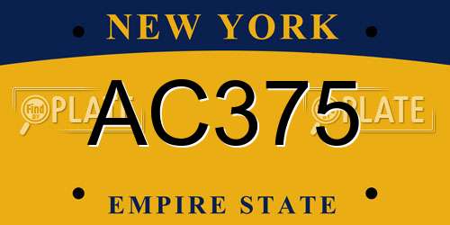 AC375 New York License Plate