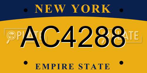 AC4288 New York License Plate