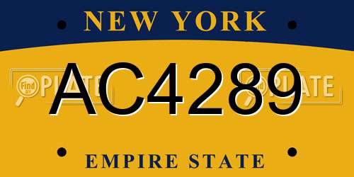 AC4289 New York License Plate