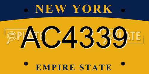 AC4339 New York License Plate