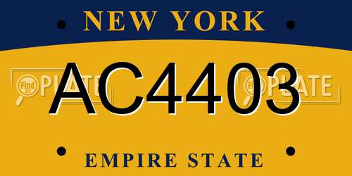 AC4403 New York License Plate