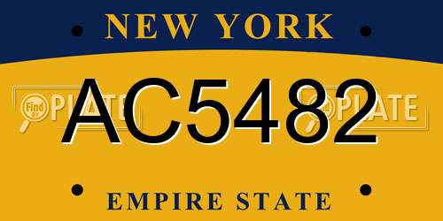 AC5482 New York License Plate