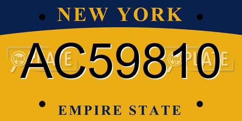 AC59810 New York License Plate
