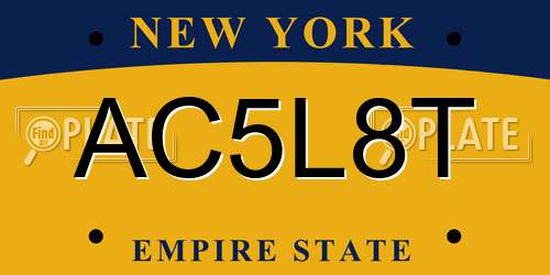 AC5L8T New York License Plate