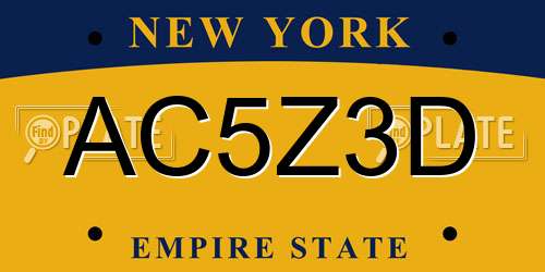 AC5Z3D New York License Plate