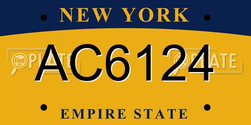 AC6124 New York License Plate