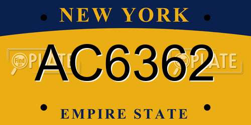 AC6362 New York License Plate