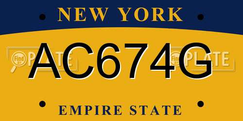 AC674G New York License Plate