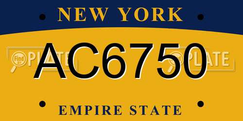 AC6750 New York License Plate