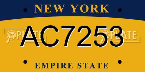 AC7253 New York License Plate
