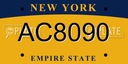 AC8090 New York License Plate