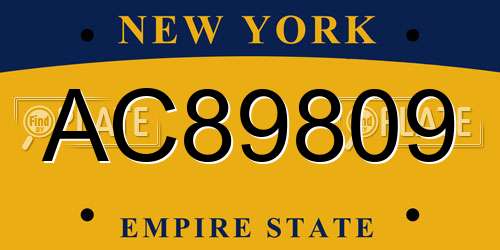 AC89809 New York License Plate