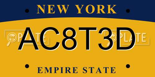 AC8T3D New York License Plate
