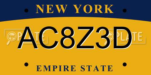 AC8Z3D New York License Plate