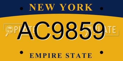 AC9859 New York License Plate