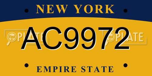 AC9972 New York License Plate