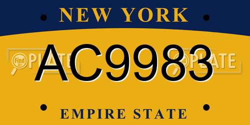AC9983 New York License Plate