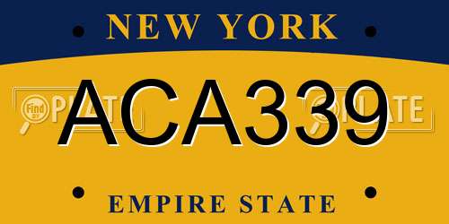 ACA339 New York License Plate