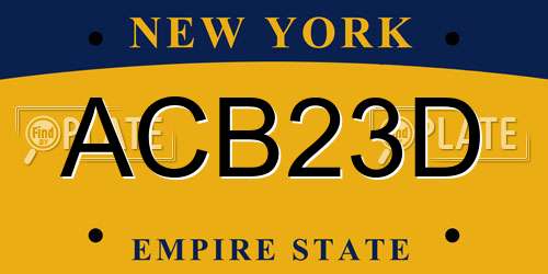 ACB23D New York License Plate