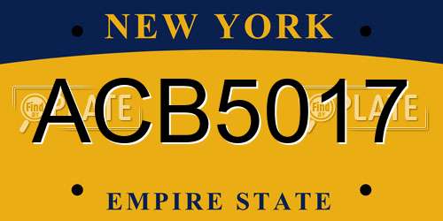 ACB5017 New York License Plate