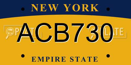 ACB730 New York License Plate