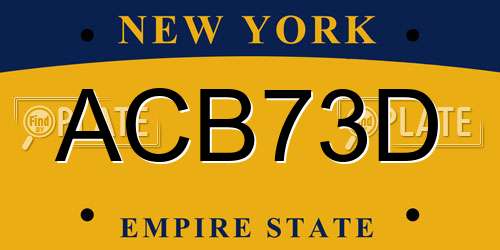 ACB73D New York License Plate