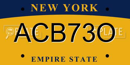 ACB73O New York License Plate