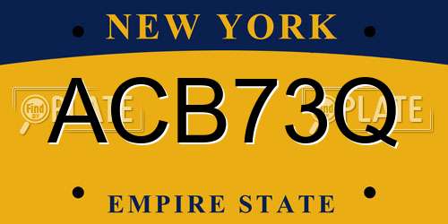ACB73Q New York License Plate